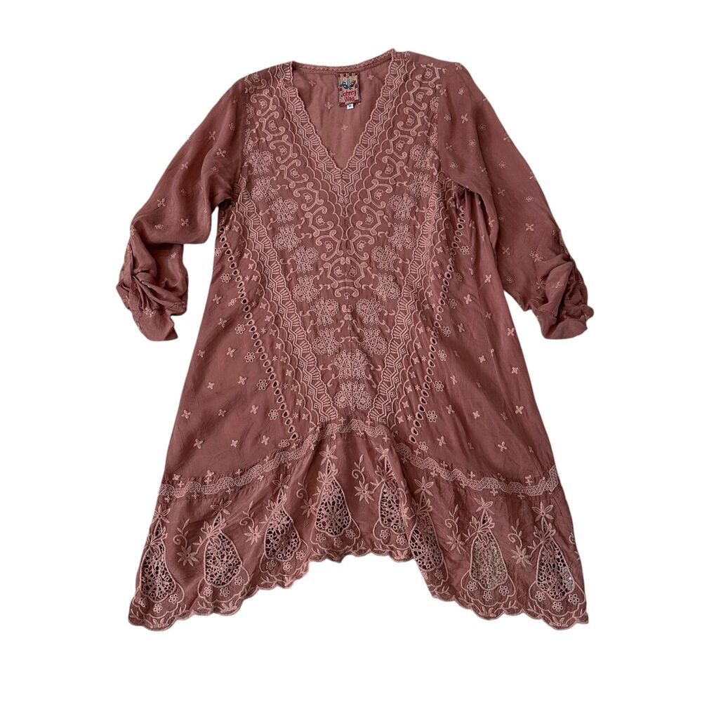 Johnny Was Embroidered Tunic Mini Dress Size M